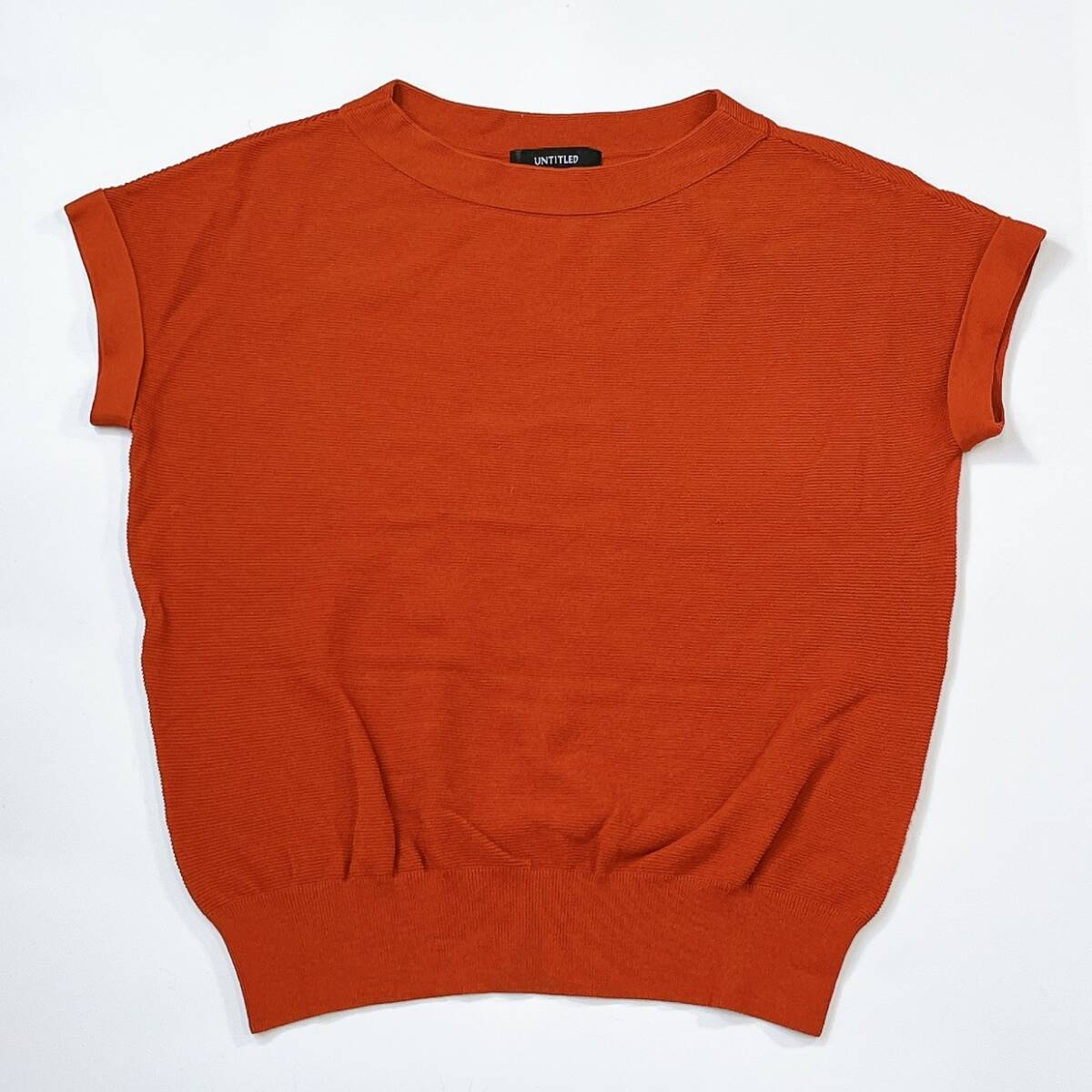 UNTITLED アンタイトル 半袖 サマーニット 2 M トップス レディース レンガ色系 フレンチスリーブ 大人女子 シンプル トップス ☆092ｙ_画像1
