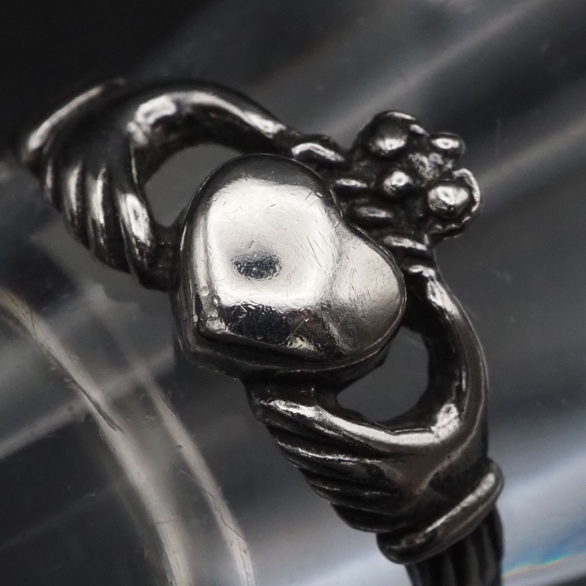 C245 ヴィンテージ リング ハート ハンド デザイン シルバー 指輪 16号_画像7