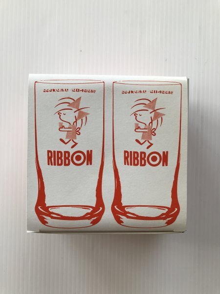 当時物　未使用　デッドストック　特製リボングラス　2個入り　サッポロビール　リボンシトロン　リボンオレンジ　コップ　　TB640_画像1