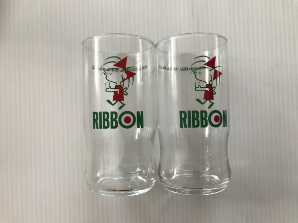 当時物　未使用　デッドストック　特製リボングラス　2個入り　サッポロビール　リボンシトロン　リボンオレンジ　コップ　　TB640_画像4