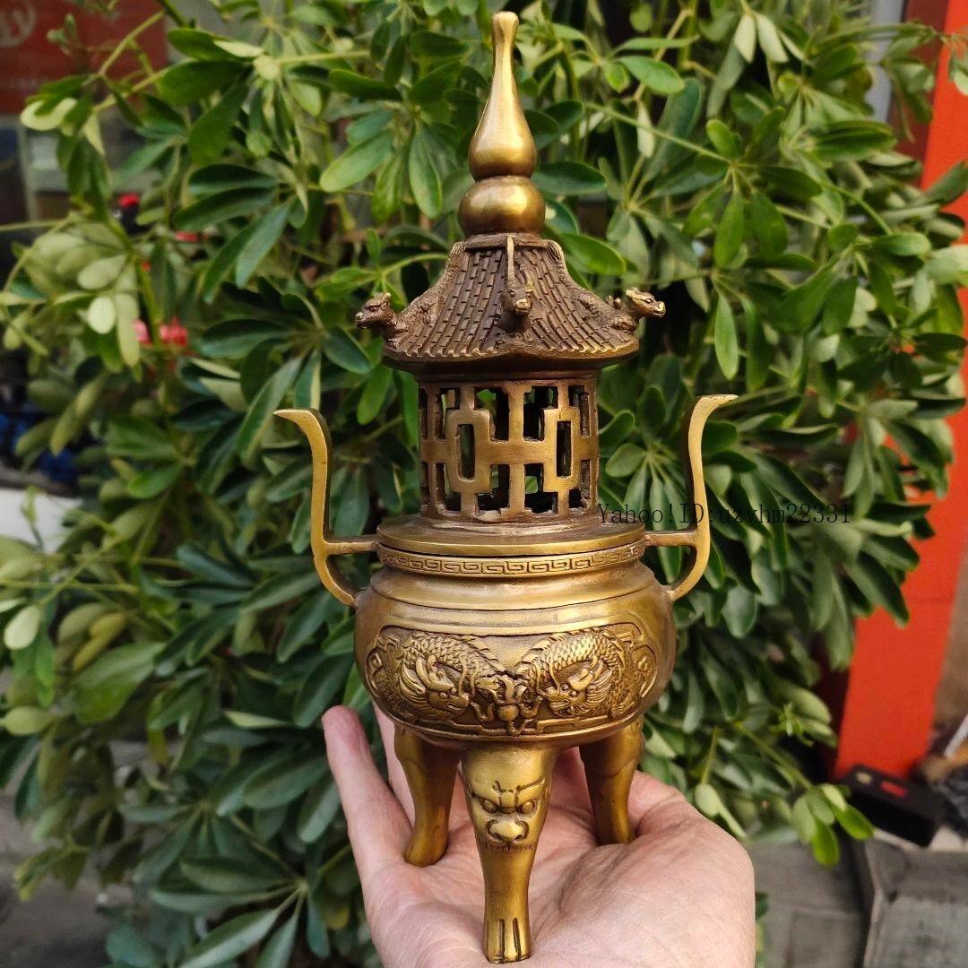 純銅製塔炉  細工 茶道具  工芸品 美術品 置物 銅 細工 胡桃 茶道具 装飾品 工芸品 置物 純銅製塔炉 細工