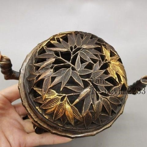 銅製 重工 彫刻 竹の香り炉 茶道具 香道具 装飾品 工芸品 美術品 置物 銅製 重工 彫刻 竹の香り炉 茶道具 香道具 装飾品 工芸品 美術品