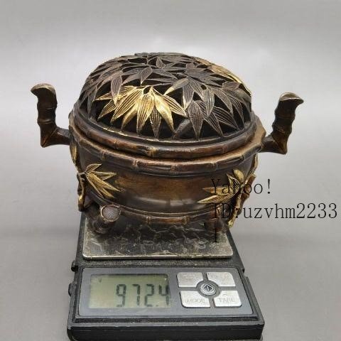 銅製 重工 彫刻 竹の香り炉 茶道具 香道具 装飾品 工芸品 美術品 置物 銅製 重工 彫刻 竹の香り炉 茶道具 香道具 装飾品 工芸品 美術品