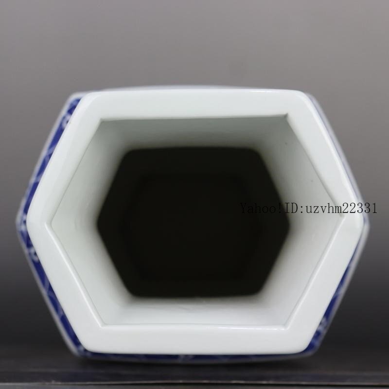 青花海水竜紋六方瓶  装飾品 工芸品 美術品 置物 青花海水竜紋六方瓶 装飾品 工芸品 美術品 置物