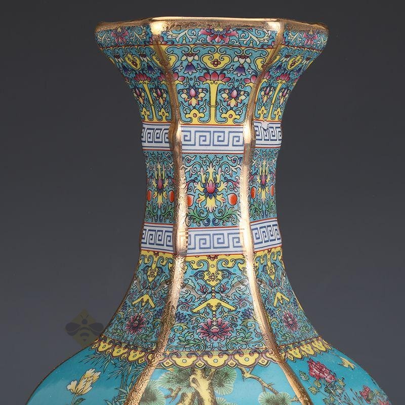 景徳鎮 琺瑯彩磁器花瓶 装飾品 現代工芸品 美術品 置物