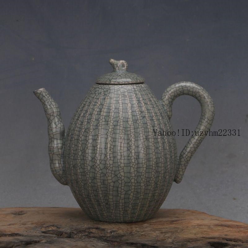 宋汝窯青釉清涼寺竹節瓜稜壺  現代工芸品 美術品 置物 宋汝窯青釉清涼寺竹節瓜稜壺 現代工芸品 美術品 置物