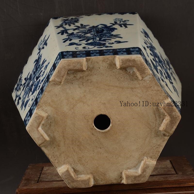 景徳鎮 青花果実紋六方鉢 盆栽 陶磁器 装飾品  工芸品  美術品  置物 景徳鎮 青花果実紋六方鉢 盆栽 陶磁器 装飾品 工芸品 美術品