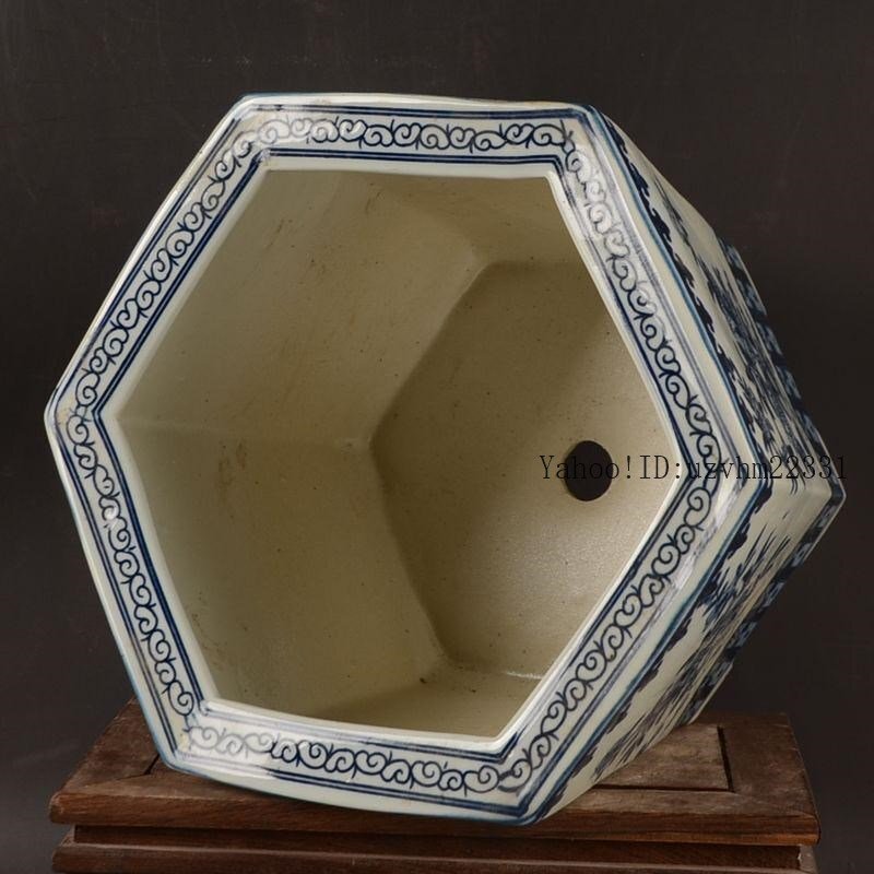 景徳鎮 青花果実紋六方鉢 盆栽 陶磁器 装飾品  工芸品  美術品  置物 景徳鎮 青花果実紋六方鉢 盆栽 陶磁器 装飾品 工芸品 美術品