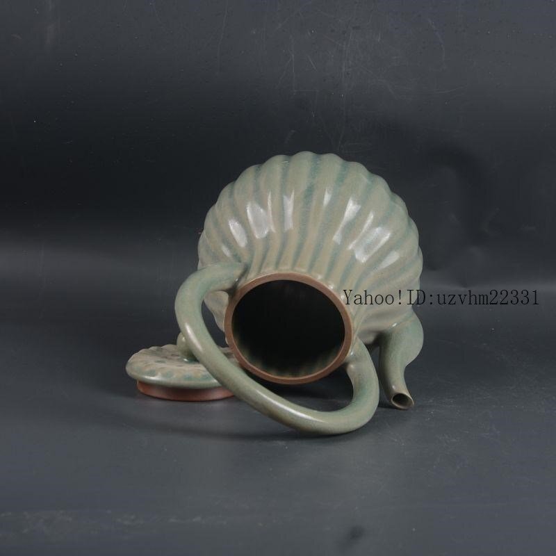 汝窯瓜稜紋提梁壺 茶壺 景徳鎮 茶道工芸品 美術品 置物 汝窯瓜稜紋提梁壺 茶壺 景徳鎮 茶道工芸品 美術品