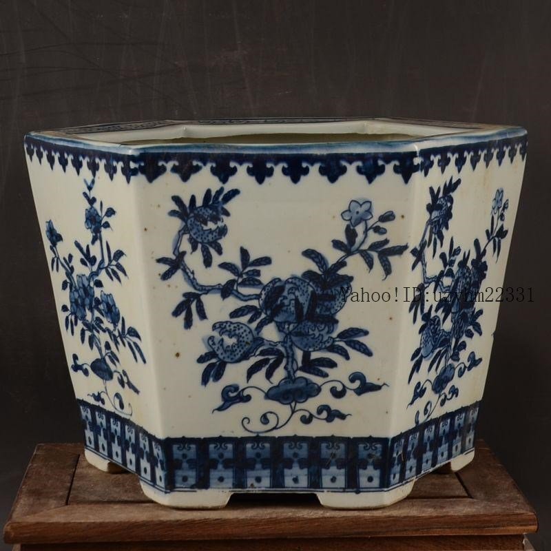 サバの実紋の六方鉢盆栽 工芸品 美術品 置物 サバの実紋の六方鉢盆栽 工芸品 美術品 置物