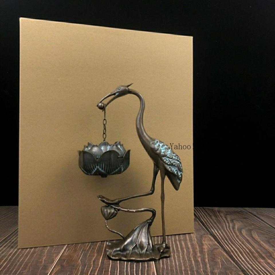 鶴の蓮華炉 香炉 香道具 工芸品 美術品 置物 鶴の蓮華炉 香炉 香道具 工芸品 美術品 置物 蓮華炉 蓮華薫