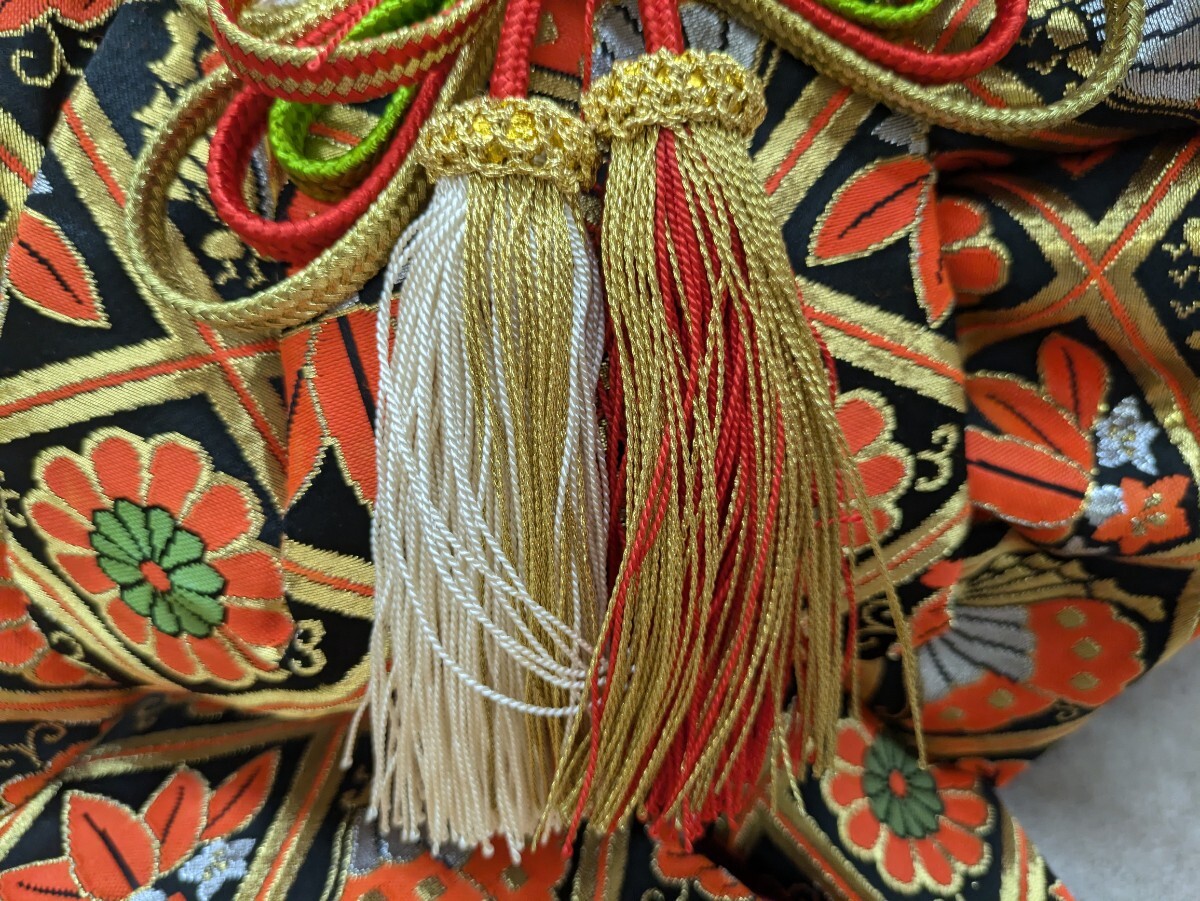  пояс оби мусуби детский 7 -годовалый ребенок для? чёрный цвет гардеробные аксессуары 2 часть тип obi "Семь, пять, три" Новый год кимоно аксессуары для кимоно праздник классика рисунок мир рисунок цветочный принт бабочка . туловище obi ширина 19cm б/у товар Nara departure 