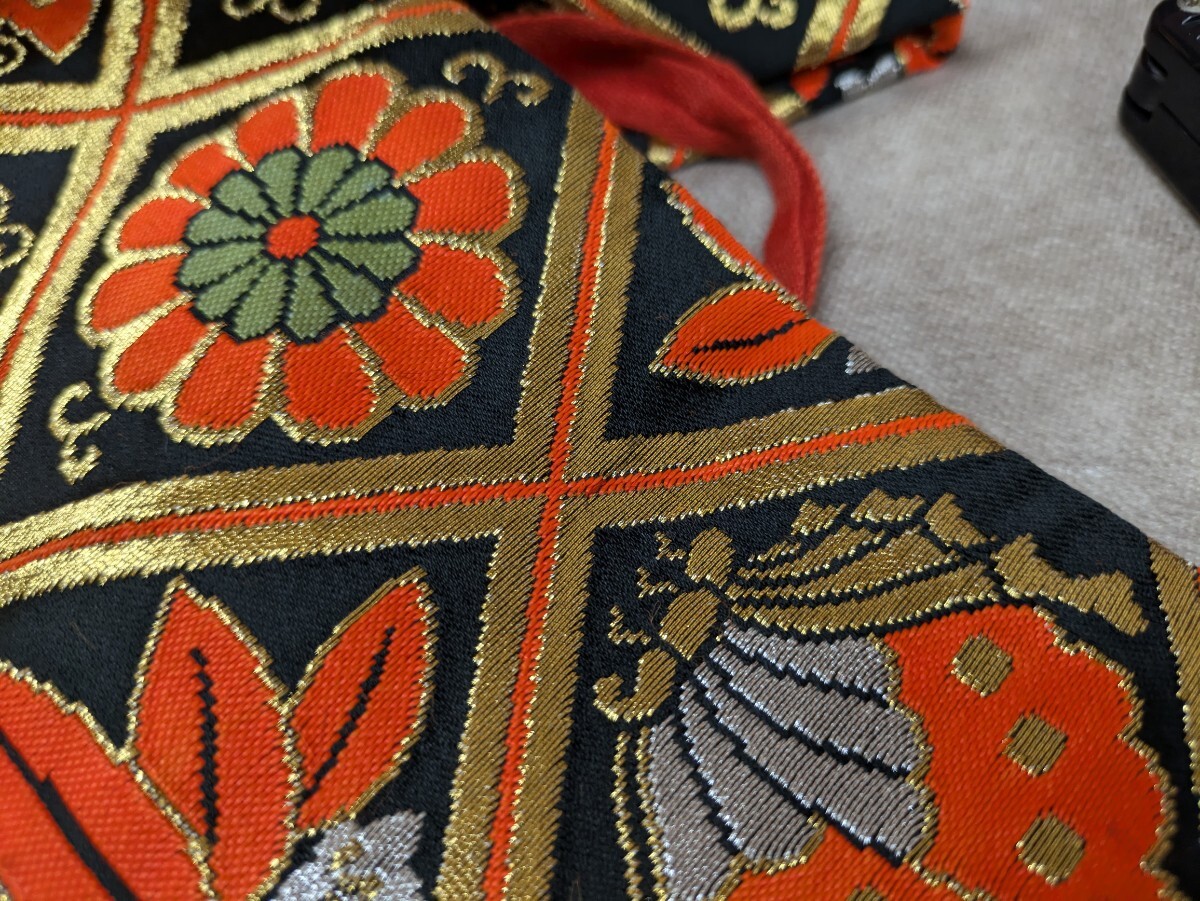  пояс оби мусуби детский 7 -годовалый ребенок для? чёрный цвет гардеробные аксессуары 2 часть тип obi "Семь, пять, три" Новый год кимоно аксессуары для кимоно праздник классика рисунок мир рисунок цветочный принт бабочка . туловище obi ширина 19cm б/у товар Nara departure 