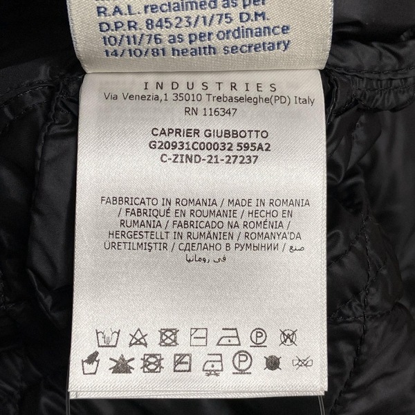 モンクレール MONCLER ダウンコート サイズ1 S G20931C00032 595A2 CAPRIER ダウン 黒 レディース 長袖/ジップアップ/秋/冬 コート_画像5