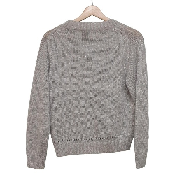 レリアン Leilian カーディガン サイズ9 M - ライトグレー レディース 長袖/ラメ 美品 トップス_画像2