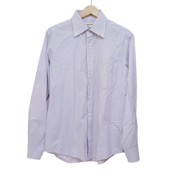  paul (pole) Stuart PaulStuart рубашка с длинным рукавом размер M - белый × light purple мужской полоса прекрасный товар tops 