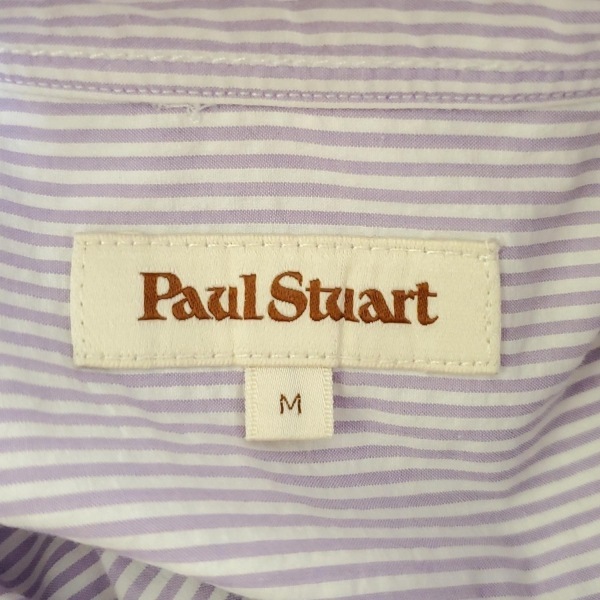  paul (pole) Stuart PaulStuart рубашка с длинным рукавом размер M - белый × light purple мужской полоса прекрасный товар tops 
