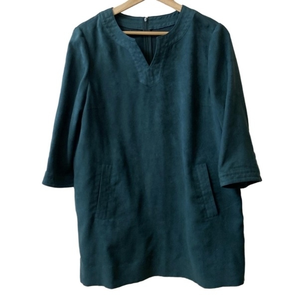 レリアン Leilian サイズ11 M - ブルーグリーン レディース 七分袖/ミニ ワンピース_画像1