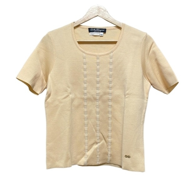  Salvatore Ferragamo FERRAGAMO/SalvatoreFerragamo джемпер с коротким рукавом / вязаный размер M - бежевый женский прекрасный товар tops 