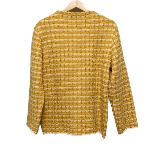 モスキーノ チープ&シック MOSCHINO CHEAP&CHIC カーディガン サイズ38 S - イエロー×白×ゴールド レディース 長(zhǎng)袖/ラメ 美品 トップス
