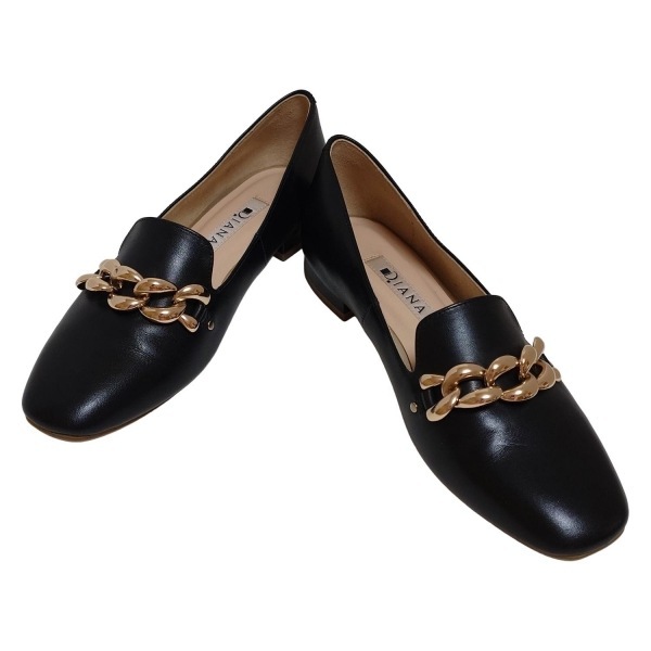 ダイアナ DIANA ローファー 21.5 - レザー 黒×ゴールド レディース 靴_画像2
