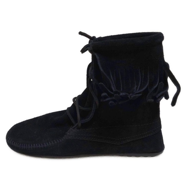  Minnetonka MINNETONKA короткие сапоги 7 - чёрный женский гонки выше / бахрома обувь 