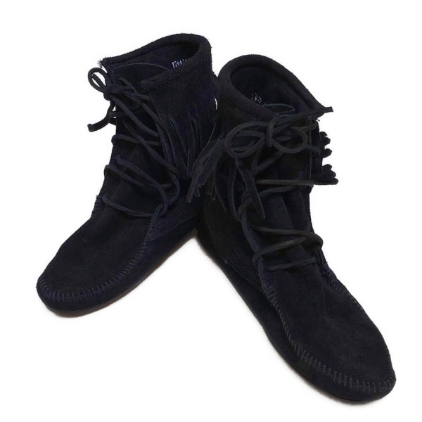  Minnetonka MINNETONKA короткие сапоги 7 - чёрный женский гонки выше / бахрома обувь 