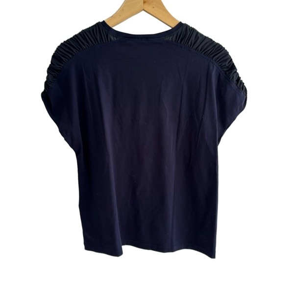 レリアン Leilian 半袖カットソー サイズ9 M - ネイビー×黒 レディース ギャザー トップス_画像2