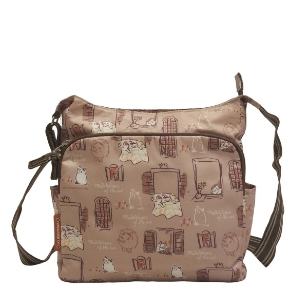 マンハッタナーズ Manhattaner's ショルダーバッグ - ベージュ×ダークブラウン×マルチ ネコ 美品 バッグ_画像1