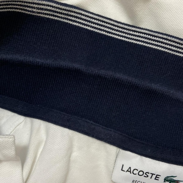 ラコステ Lacoste 半袖ポロシャツ サイズUS L - 白×ダークネイビー メンズ トップス