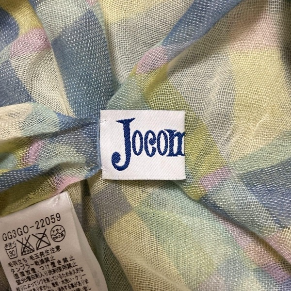 ホコモモラ JOCOMOMOLA ストール(ショール) - コットン ベージュ×ネイビー×マルチ 美品 マフラー_画像3