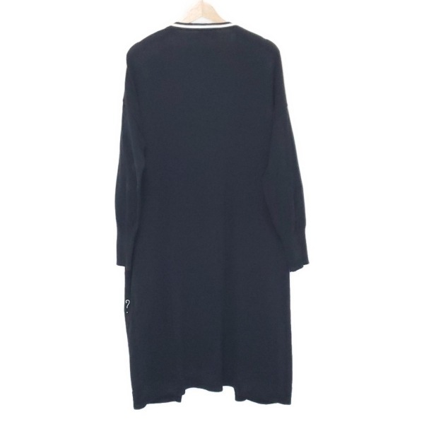 アニエスベー agnes b カーディガン サイズTU - 黒×白 レディース 長袖/ニット/刺繍/ロング丈/To★b. 美品 トップス