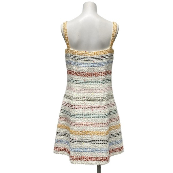 シャネル CHANEL サイズ38 M P61310 - コットン 白×オレンジ×マルチ レディース キャミワンピ/ひざ丈/ツイード/2019年