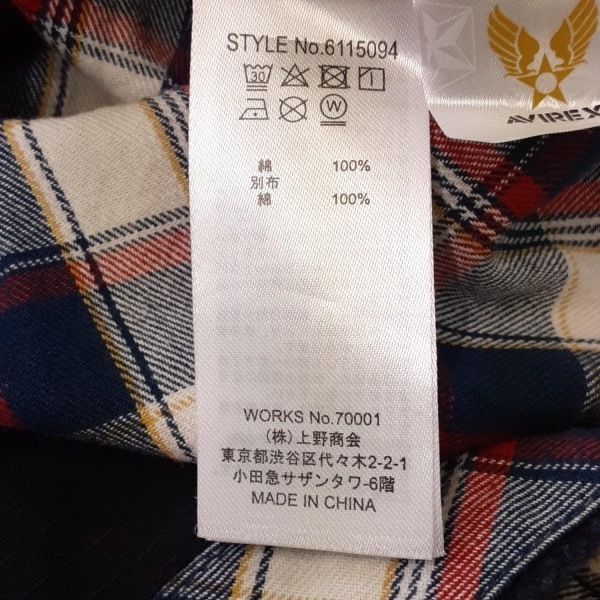 アビレックス AVIREX 半袖シャツ サイズM - ダークネイビー×レッド×マルチ メンズ チェック柄 美品 トップス_画像4