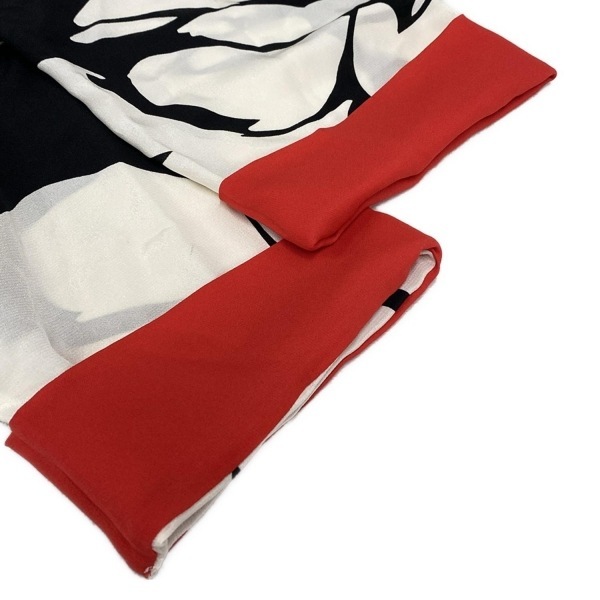 エスカーダ ESCADA サイズ32 S - 白×黒×レッド レディース 七分袖/ひざ丈/シルク/花柄 ワンピース_画像6