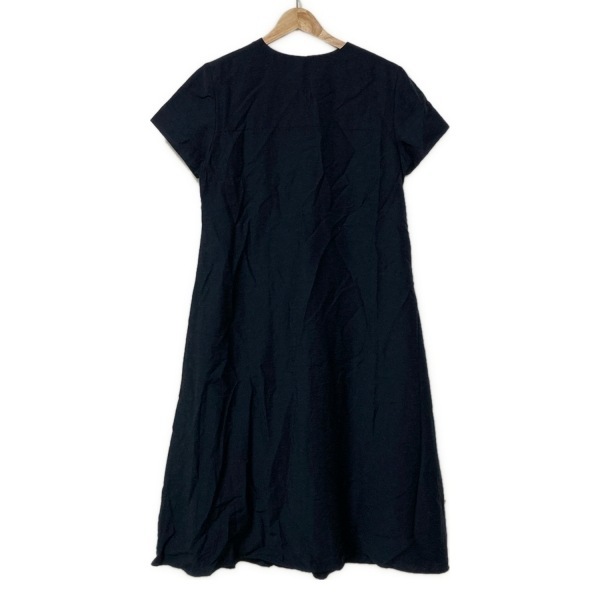 レリアン Leilian サイズ7 S - ネイビー レディース 半袖/ロング/麻混 美品 ワンピース_画像2