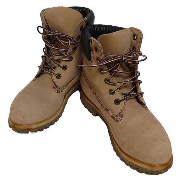 ティンバーランド Timberland ショートブーツ 6 1/2 - レザー ベージュ×ダークブラウン レディース 靴