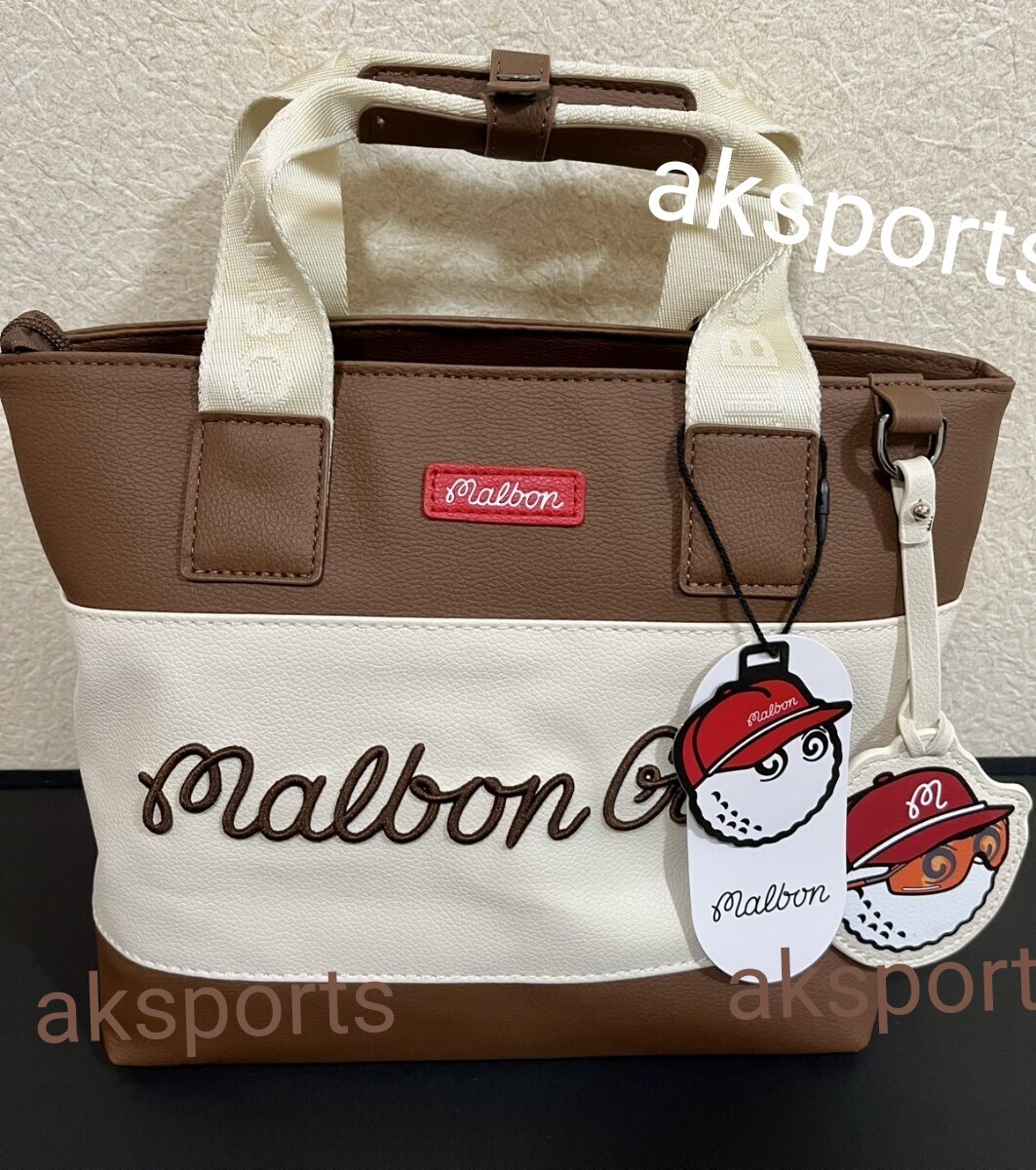 新入荷即発送対応●マルボンゴルフカートバッグ　ホワイトブラウン　malbon golf_画像1