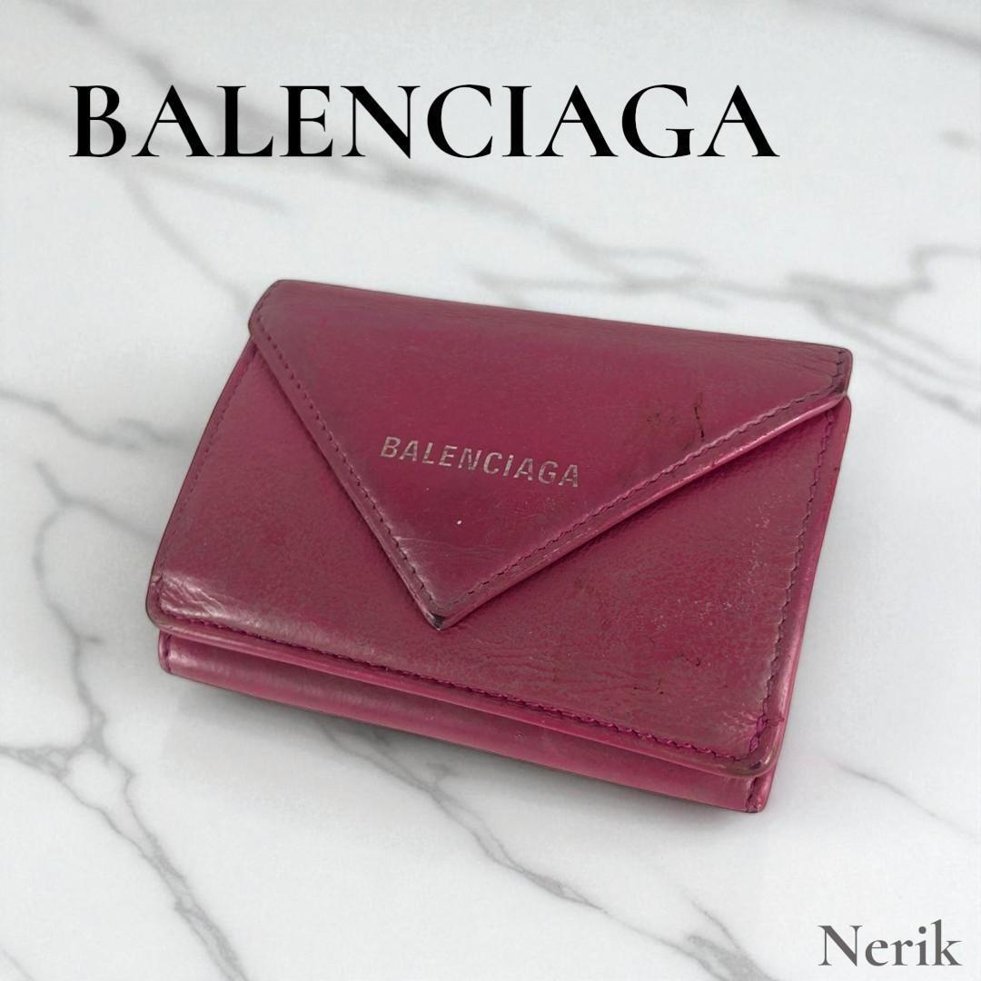 ぱんちーBALENCIAGA 鑑定済み正規品 三つ折り財布 正規品】バレンシアガ BALENCIAGA コンパクト財布 三つ折り