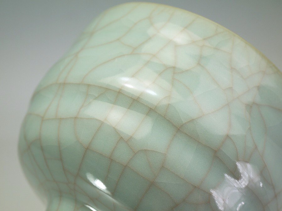 ■真作保証■【浦口雅行】作 青瓷茶碗 共箱■師：人間國寶 三浦小平二■