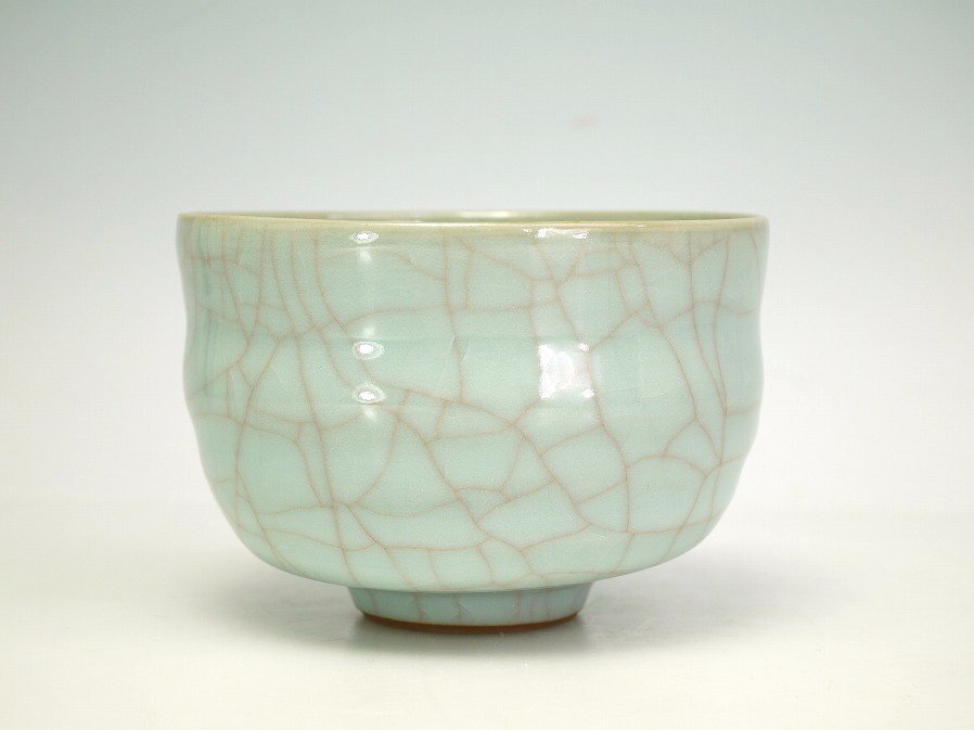 ■真作保証■【浦口雅行】作 青瓷茶碗 共箱■師：人間國寶 三浦小平二■