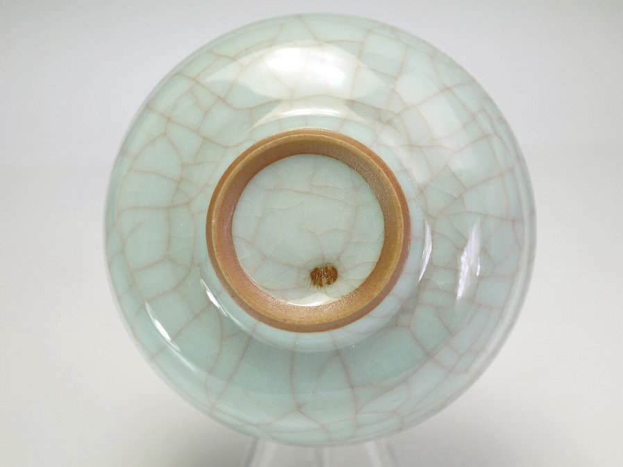 ■真作保証■【浦口雅行】作 青瓷茶碗 共箱■師：人間國寶 三浦小平二■