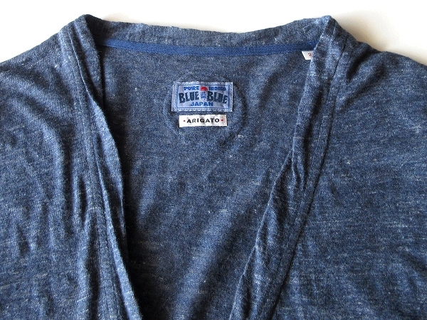 BLUE BLUE JAPAN ブルーブルー メランジ リネンニット カーディガン 2/M インディゴ 日本製 ハリウッドランチマーケット HRM ハリラン_画像4