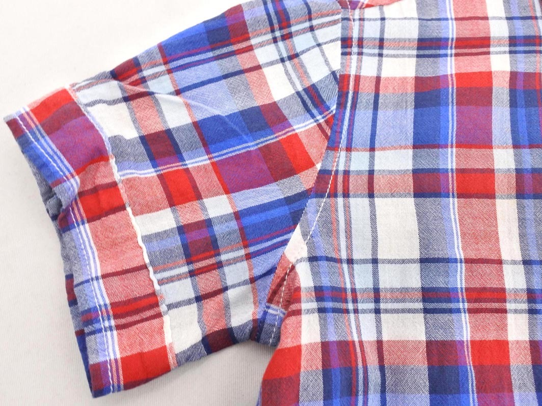 ネコポスOK TOMMY HILFIGER トミーヒルフィガー チェック 半袖 シャツ size4/赤x青 ■◆ ☆ fgd1 レディース_画像3