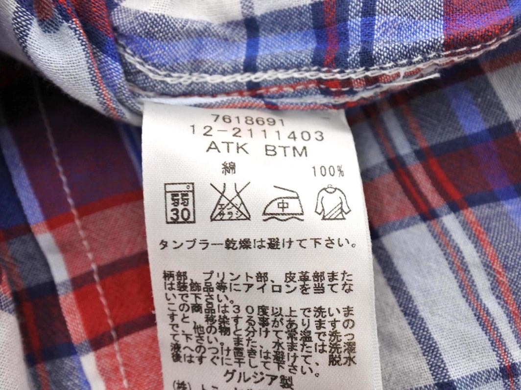 ネコポスOK TOMMY HILFIGER トミーヒルフィガー チェック 半袖 シャツ size4/赤x青 ■◆ ☆ fgd1 レディース_画像6