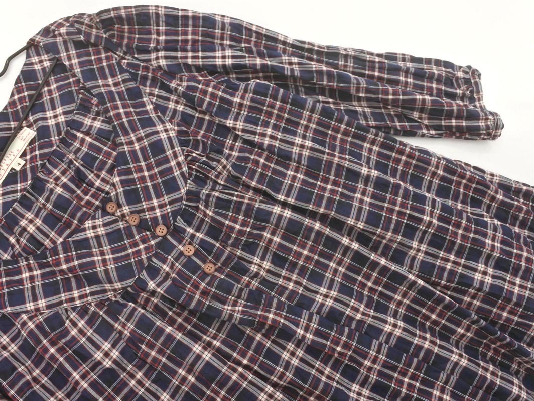 ネコポスOK MELROSE メルローズ チェック ブラウス シャツ size4/紺 ■◇ ☆ fgd1 レディース_画像4