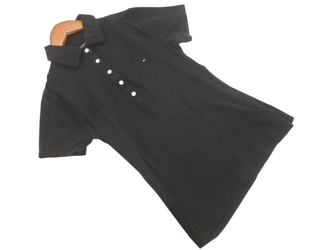 ネコポスOK TOMMY HILFIGER トミーヒルフィガー ポロシャツ sizeM/黒 ■◆ ☆ fgb1 レディース_画像1