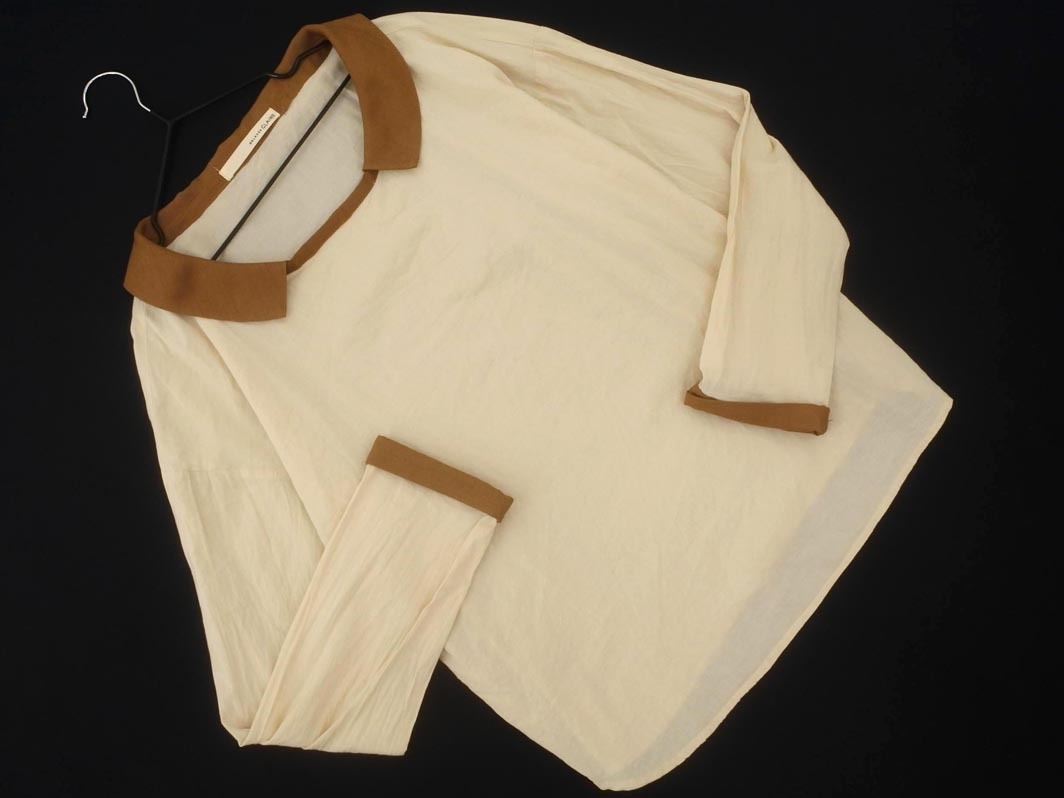 ネコポスOK MELROSE メルローズ プルオーバー ブラウス シャツ ベージュx茶 ■◇ ☆ fha4 レディース_画像1