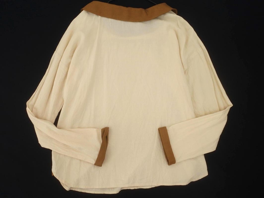 ネコポスOK MELROSE メルローズ プルオーバー ブラウス シャツ ベージュx茶 ■◇ ☆ fha4 レディース_画像4