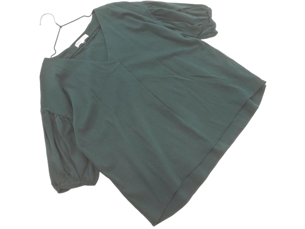 NATURAL BEAUTY BASIC ナチュラルビューティーベーシック Vネック プルオーバー カットソー sizeM/緑 ■◆ ☆ fha4 レディース_画像1